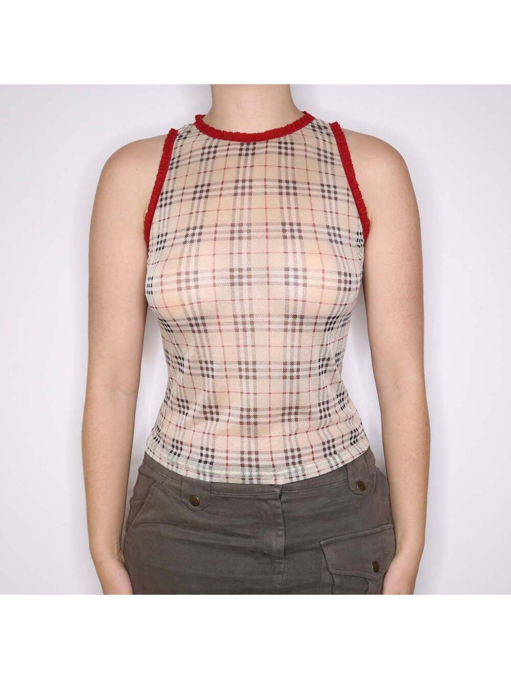 Y2K BURBERRY Nova Check Mesh Tank Top (M)
